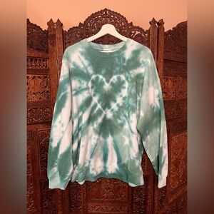 Urban Renewal Green Tie Dye Heart sweatshirt